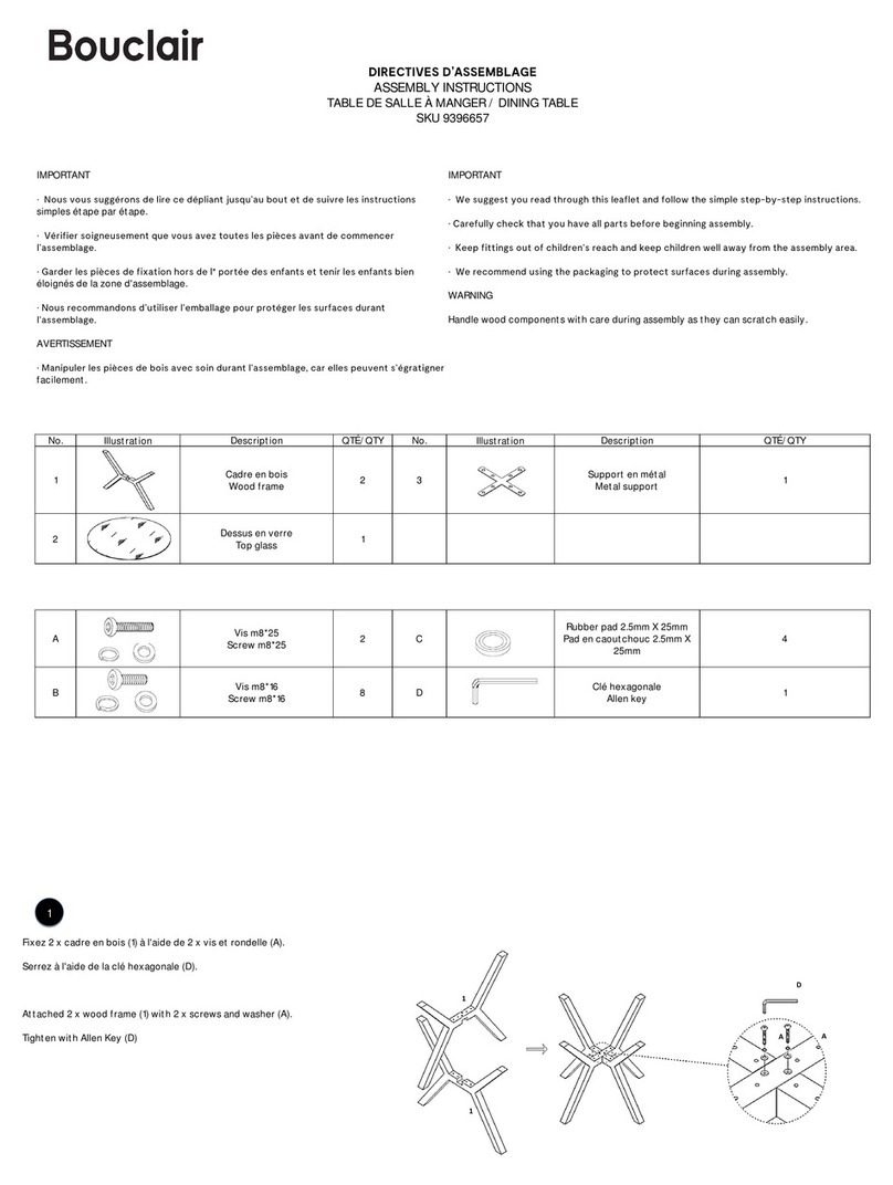 Bouclair 9396657 Assembly instructions Bouclair 9396657 Assembly instructions