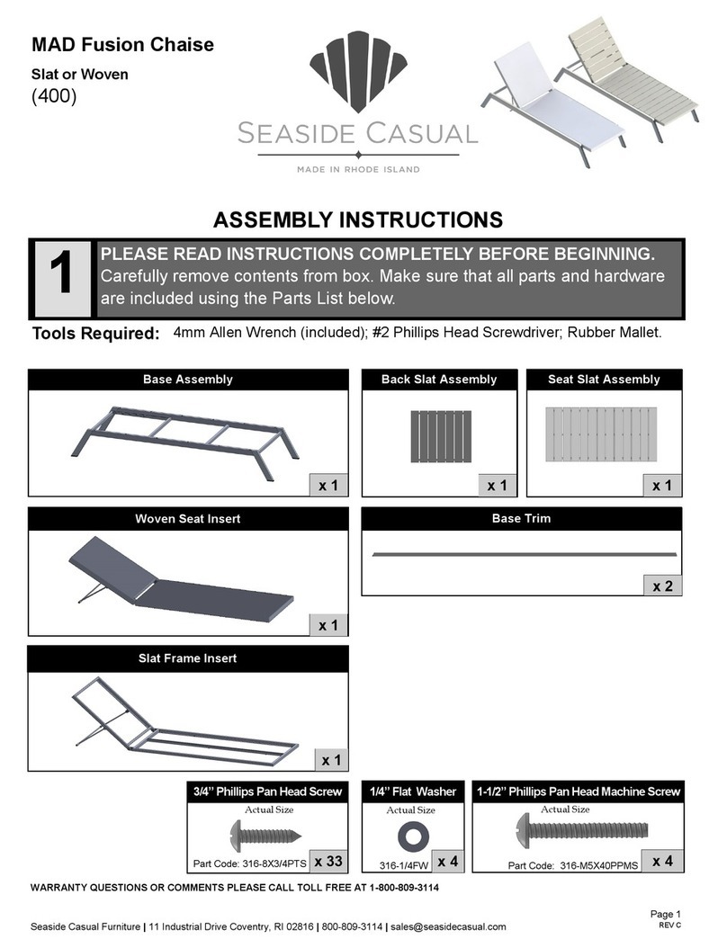Seaside Casual MAD Fusion Chaise 400 Assembly instructions Seaside Casual MAD Fusion Chaise 400 Assembly instructions
