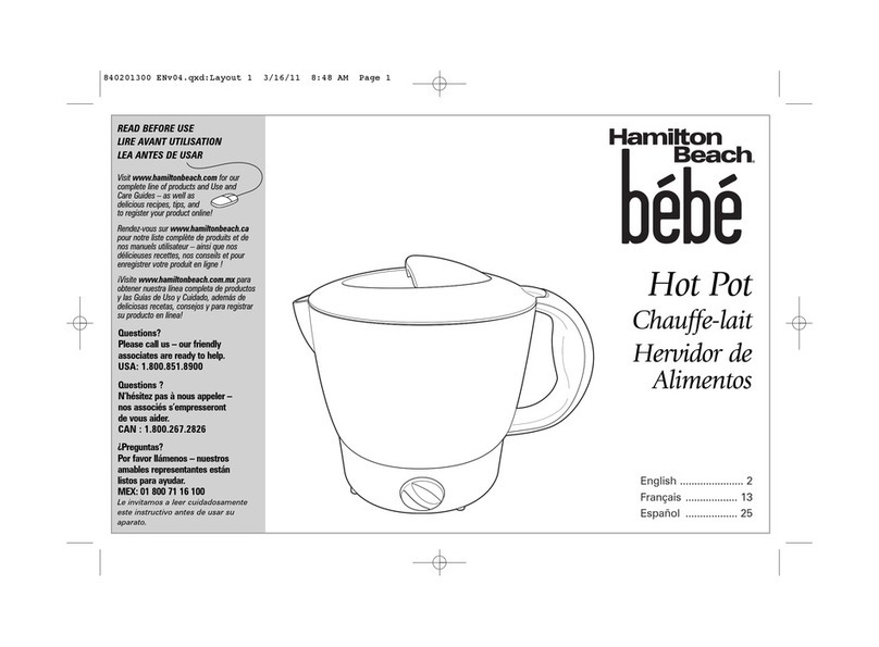 Hamilton Beach Bebe User manual Hamilton Beach Bebe User manual