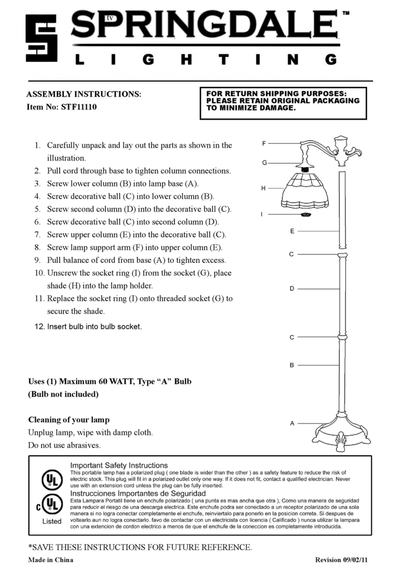 Springdale Lighting STF11110 User manual Springdale Lighting STF11110 User manual