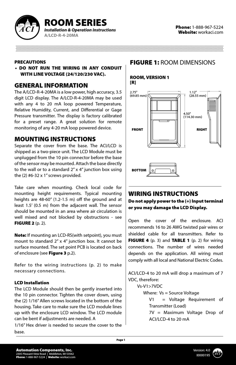 aci A/LCD-R-4-20MA Installation & operation instructions