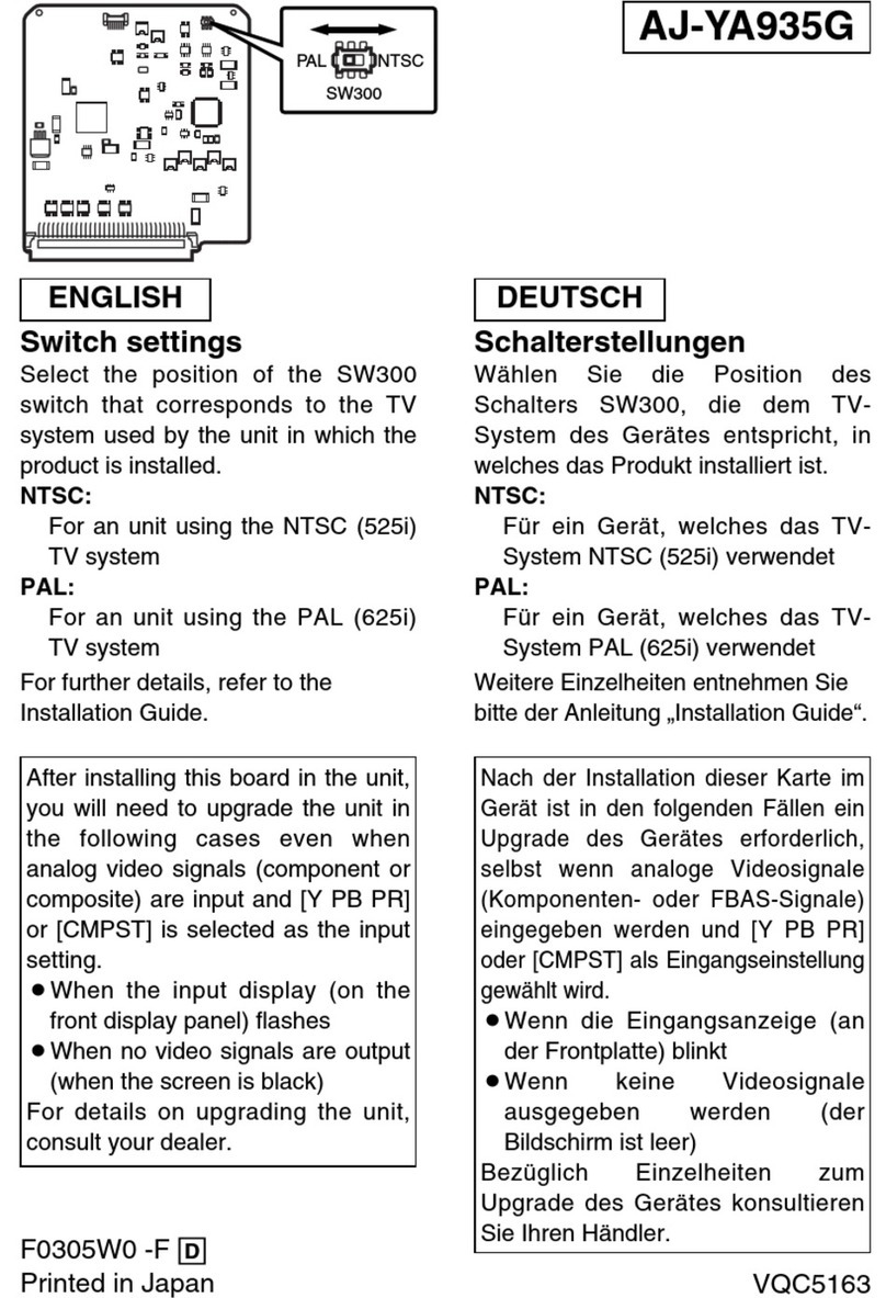 Panasonic AJ-YA935G quick start guide