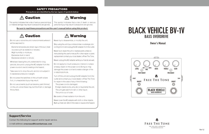Free The Tone BLACK VEHICLE BV-1V owner's manual