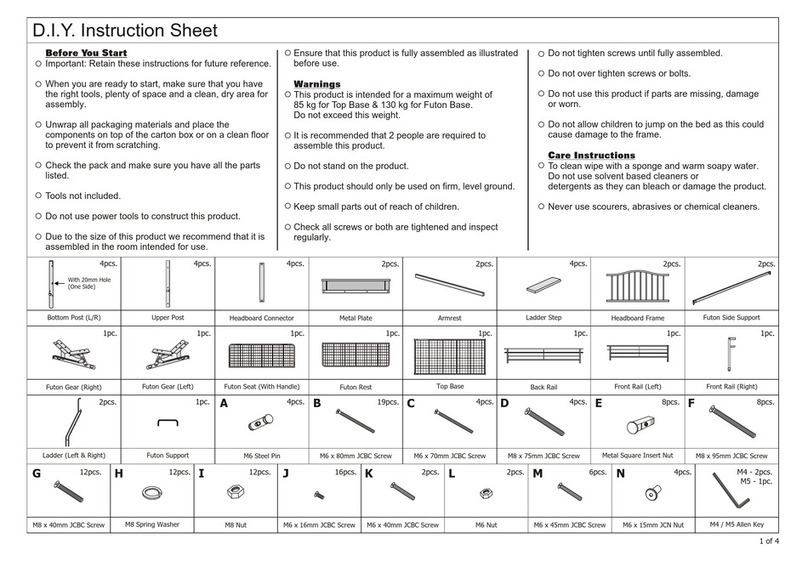 DIY Alaska Futon FDD 12 instruction sheet