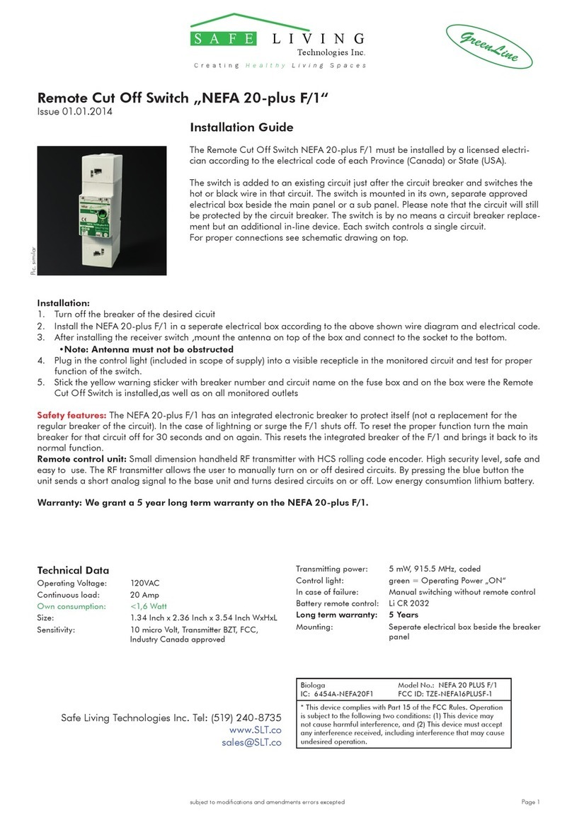 Safe Living Technologies NEFA 20-plus F/1 installation guide