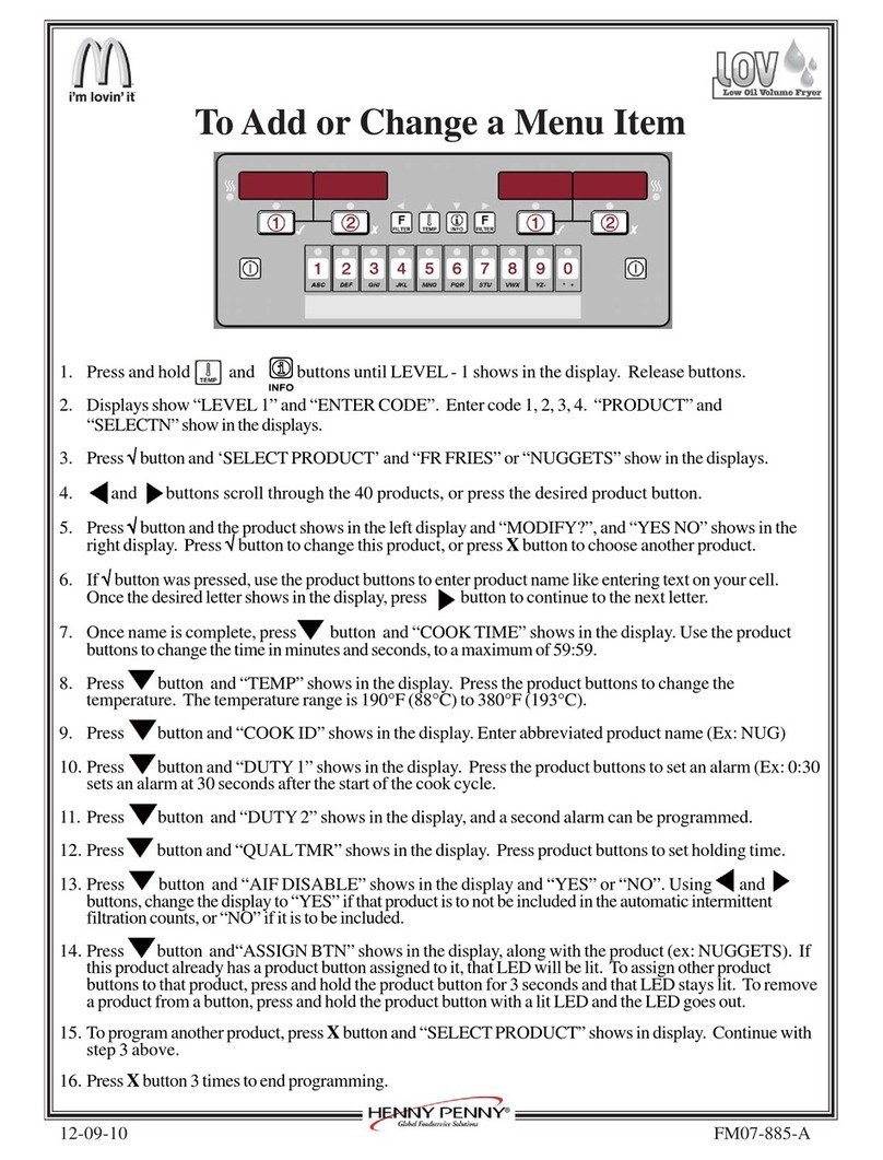 Henny Penny LOV LVE-200 Series quick start guide