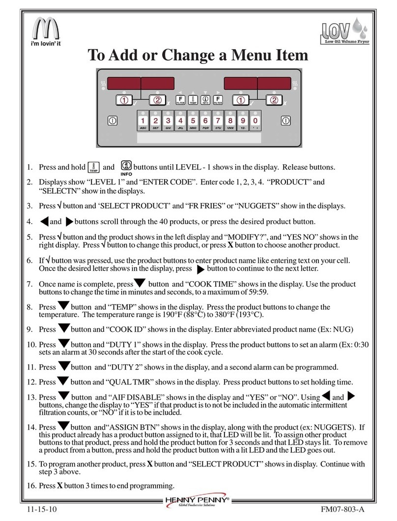 Henny Penny LOV LVE-200 Series User manual