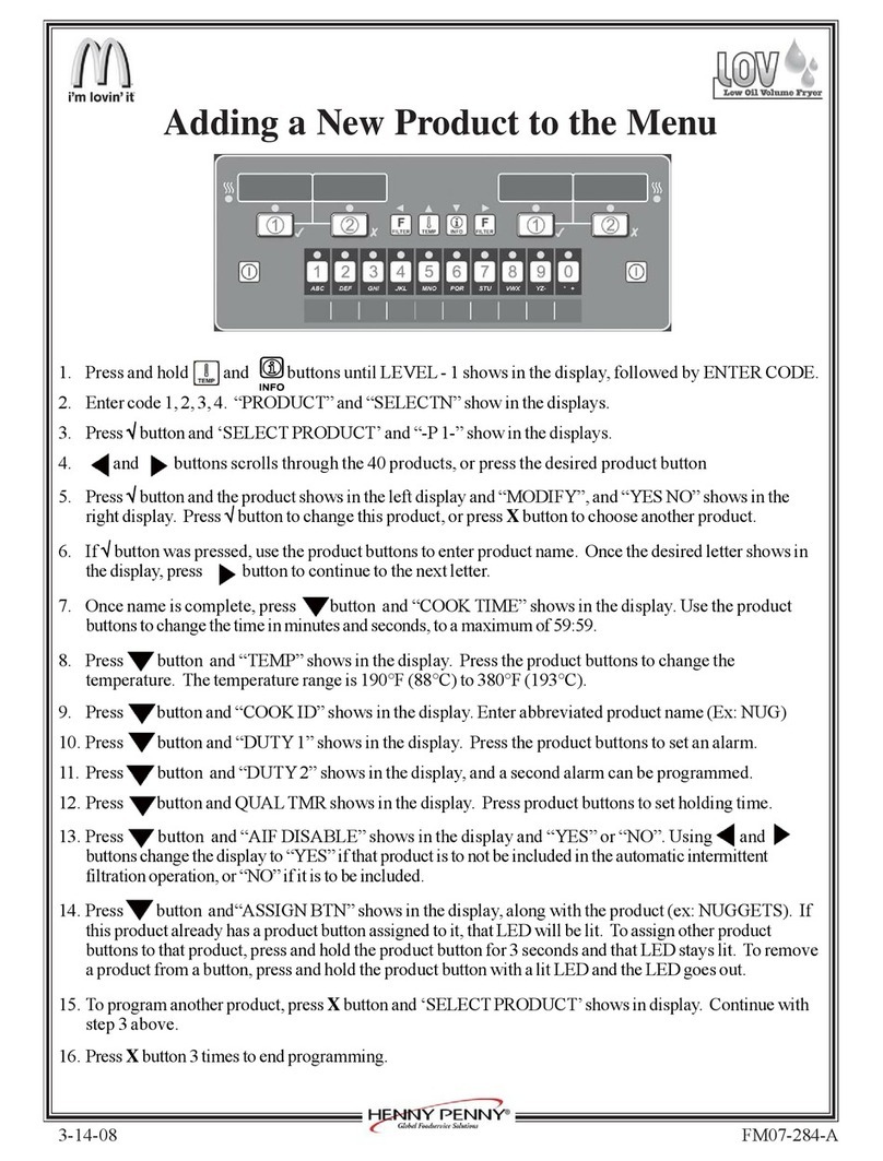 Henny Penny LOV LVE-100 Series quick start guide