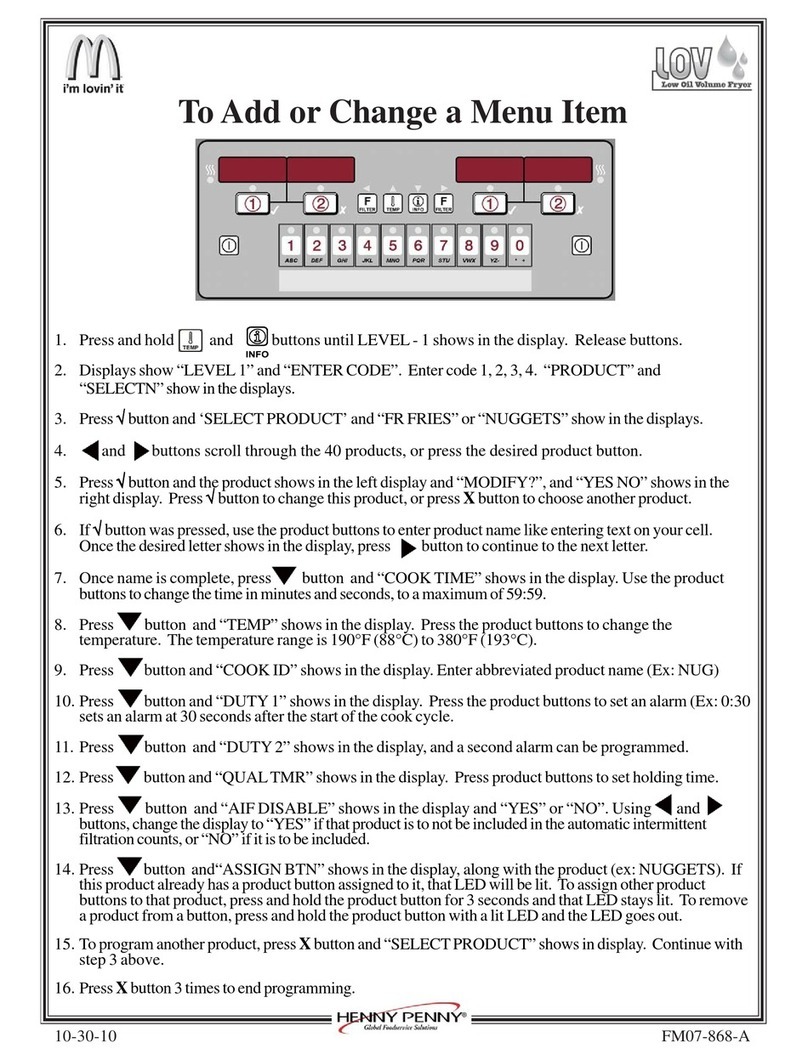 Henny Penny LOV LVE-200 Series quick start guide