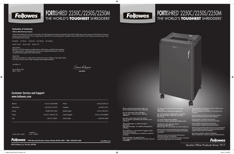 Fellowes FORTISHRED 2250C instruction manual