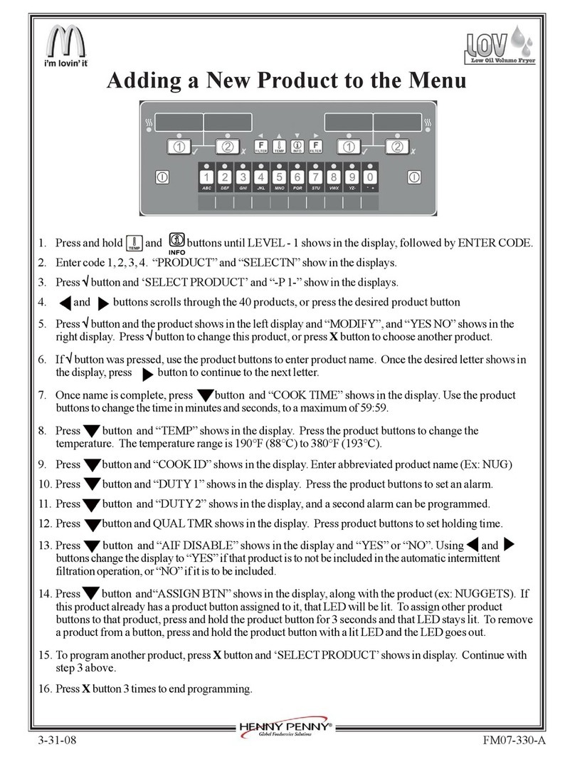 Henny Penny LOV LVE-100 Series quick start guide