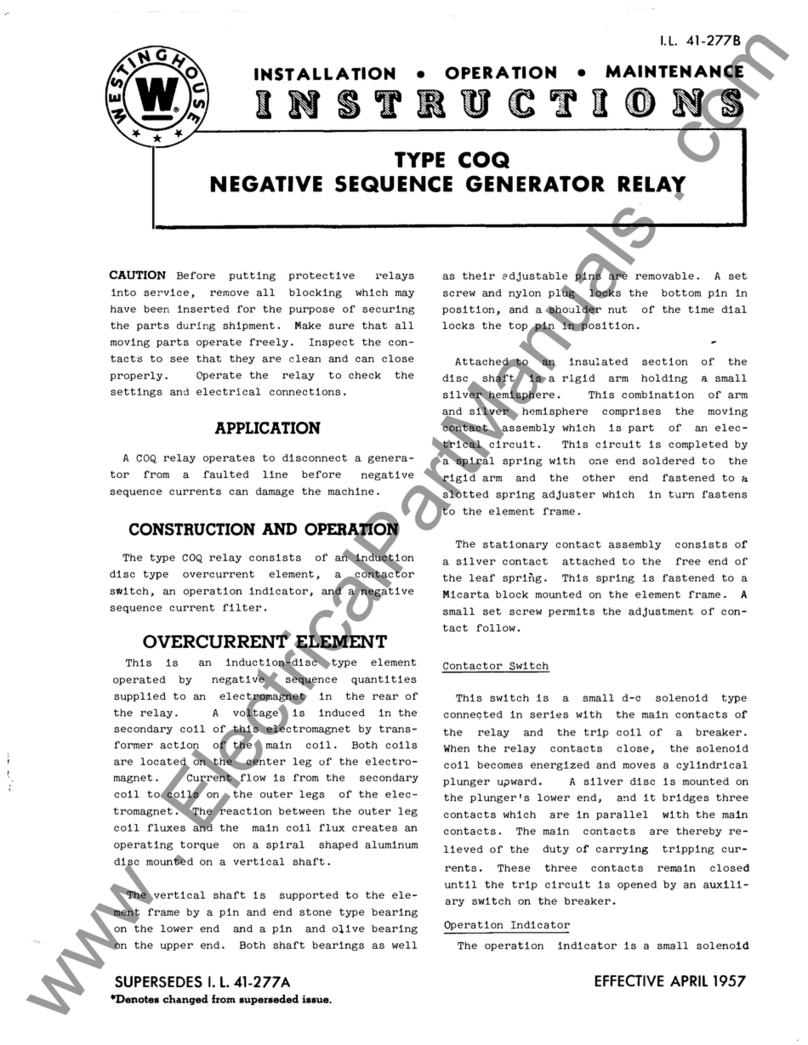 Westinghouse COQ Series Installation operation & maintenance