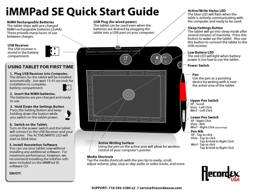 Recordex iMMPad SE quick start guide