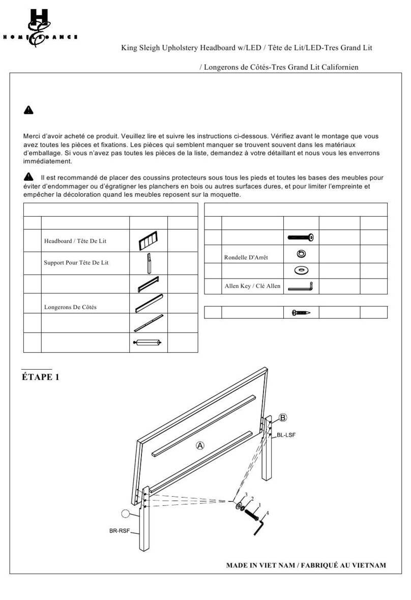 Homelegance 1555K-1 Assembly instructions