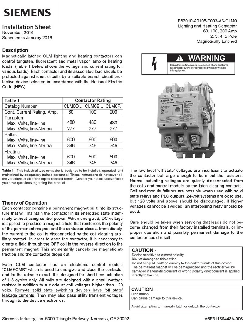 Siemens CLM0D Series Installation sheet