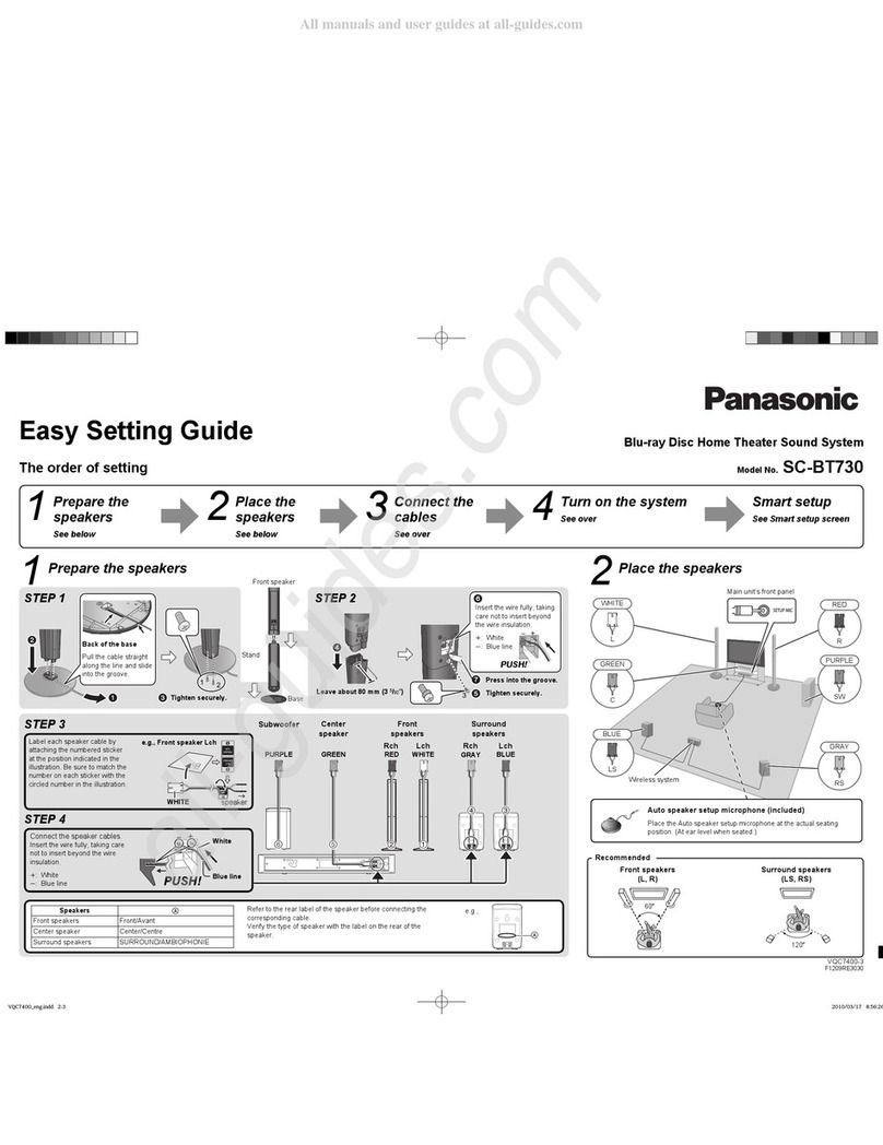 Panasonic SCBT730 - BLU RAY HOME THEATER SYSTEM User instructions