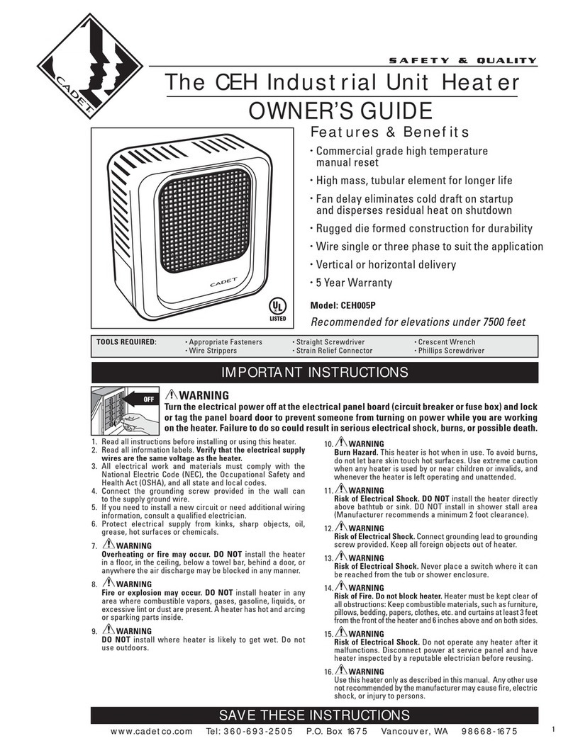 Cadet CEH005P User manual