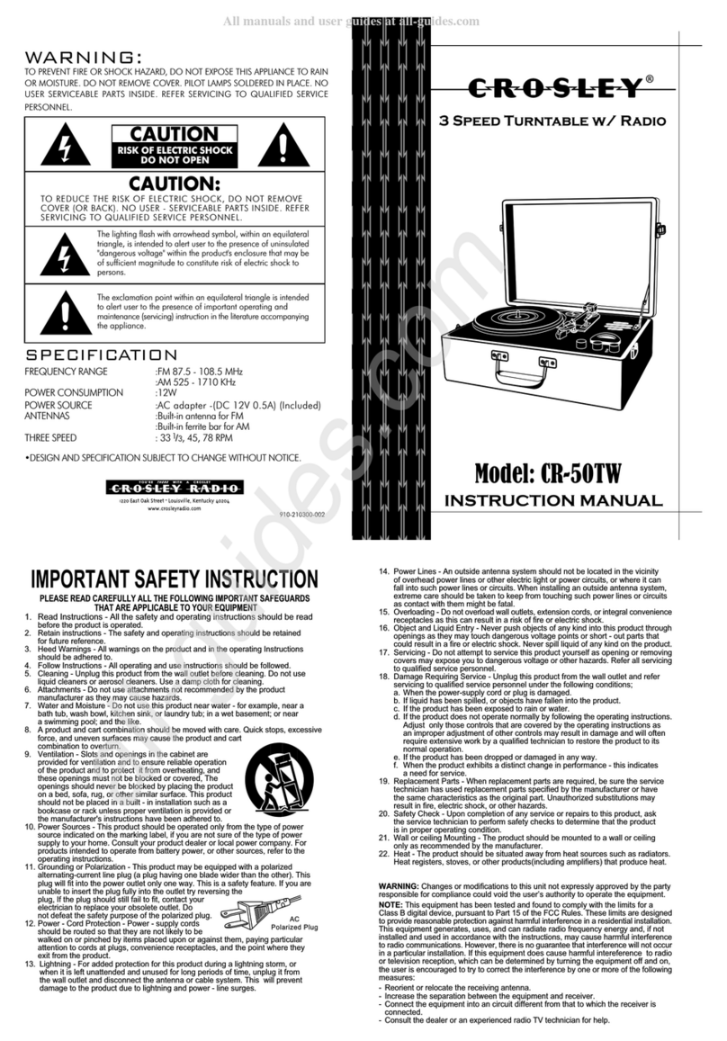 Crosley CR-50TW User manual