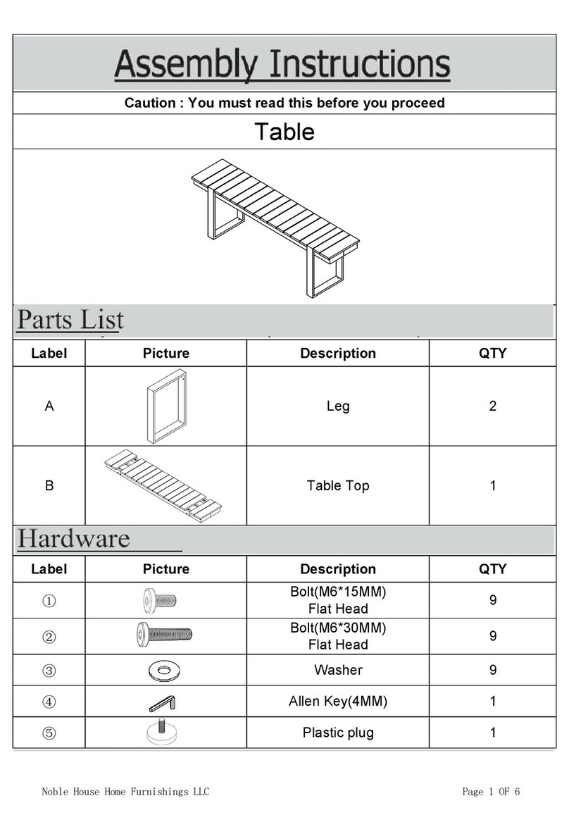 Noble House Home Furnishings Table Assembly instructions