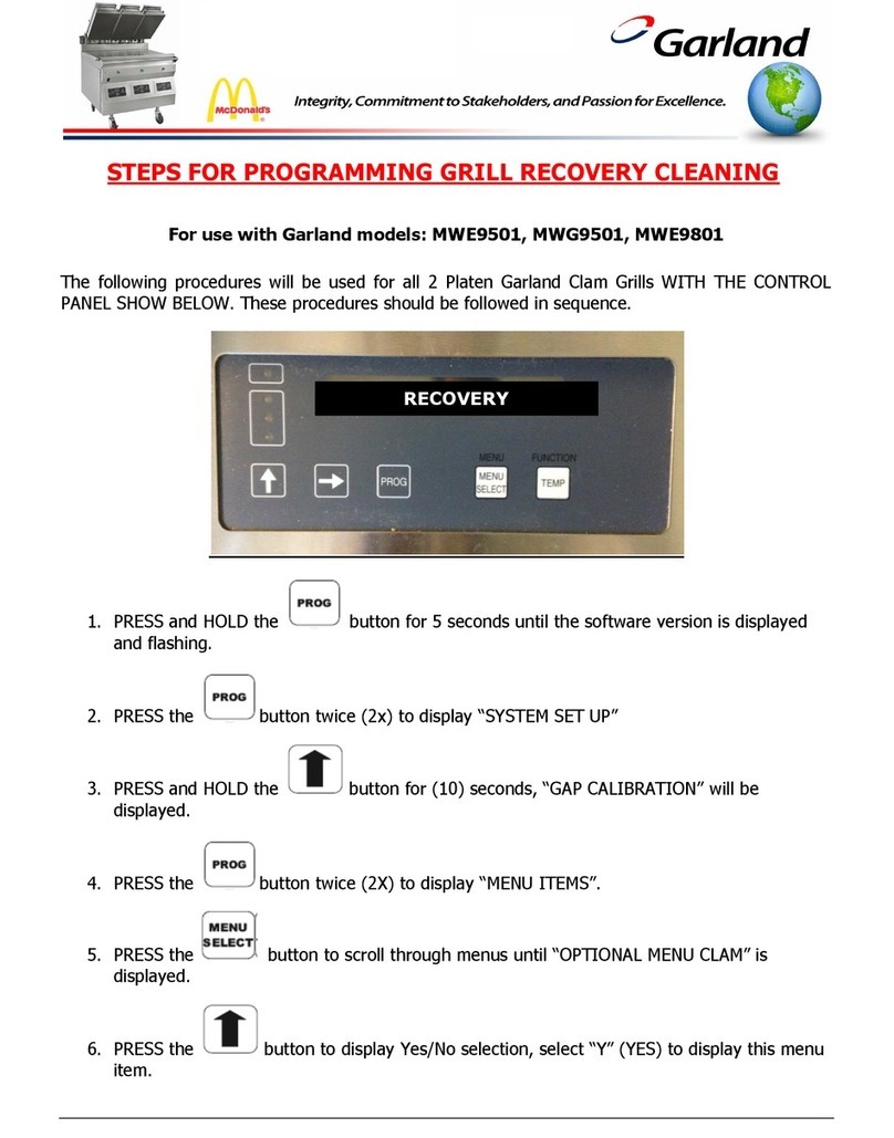 Garland MWE-9501 STEPS FOR PROGRAMMING RECOVERY CLEANING
