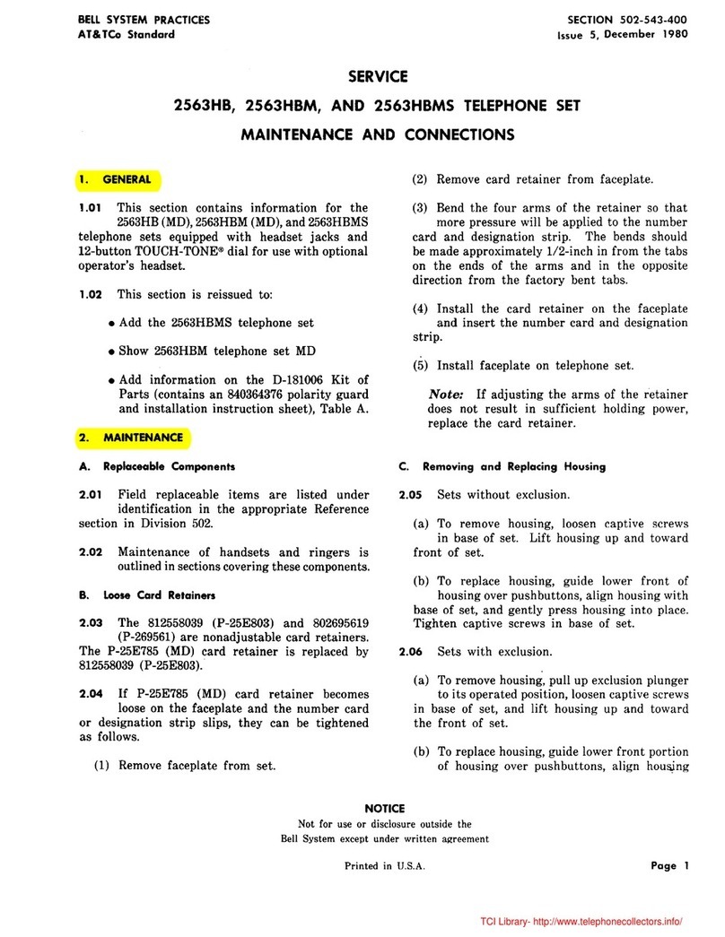AT&T BELL 2563HB manual