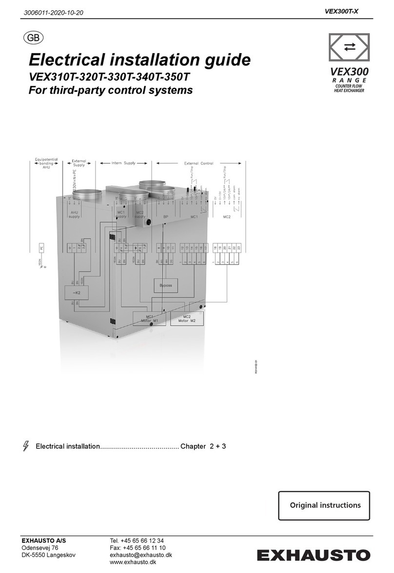 Exhausto VEX300 Series Electrical installation guide Exhausto VEX300 Series Electrical installation guide