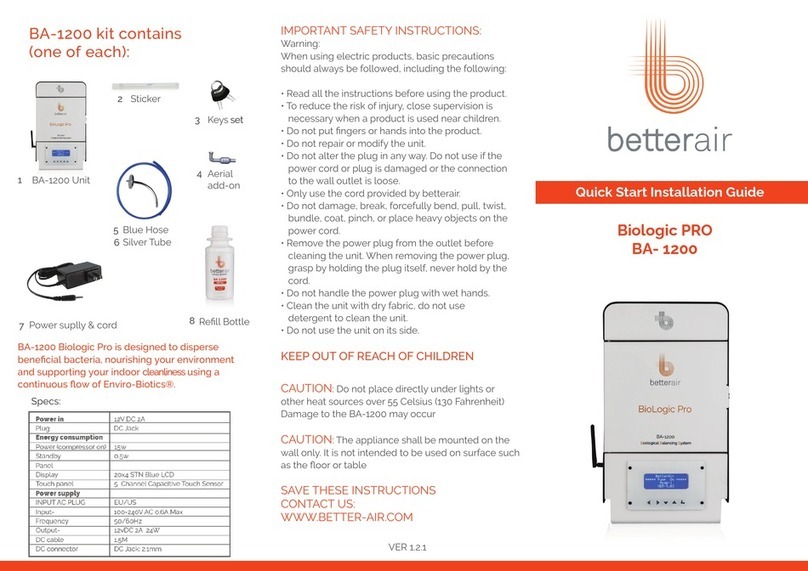 Better Air Biologic PRO Instruction Manual