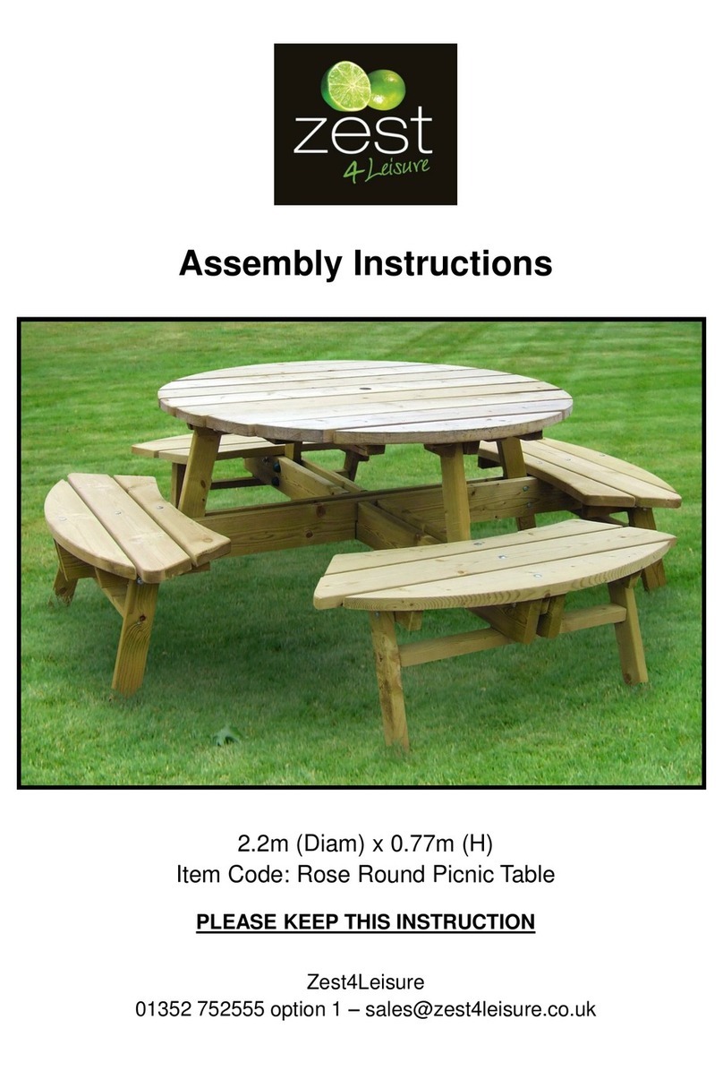 Zest 4 Leisure Rose Round Picnic Table Assembly instructions