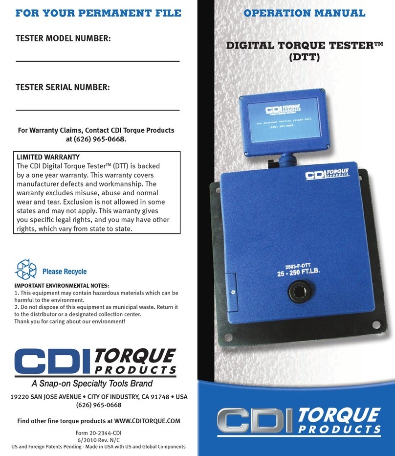 CDI DIGITAL TORQUE TESTER DTT Operation manual