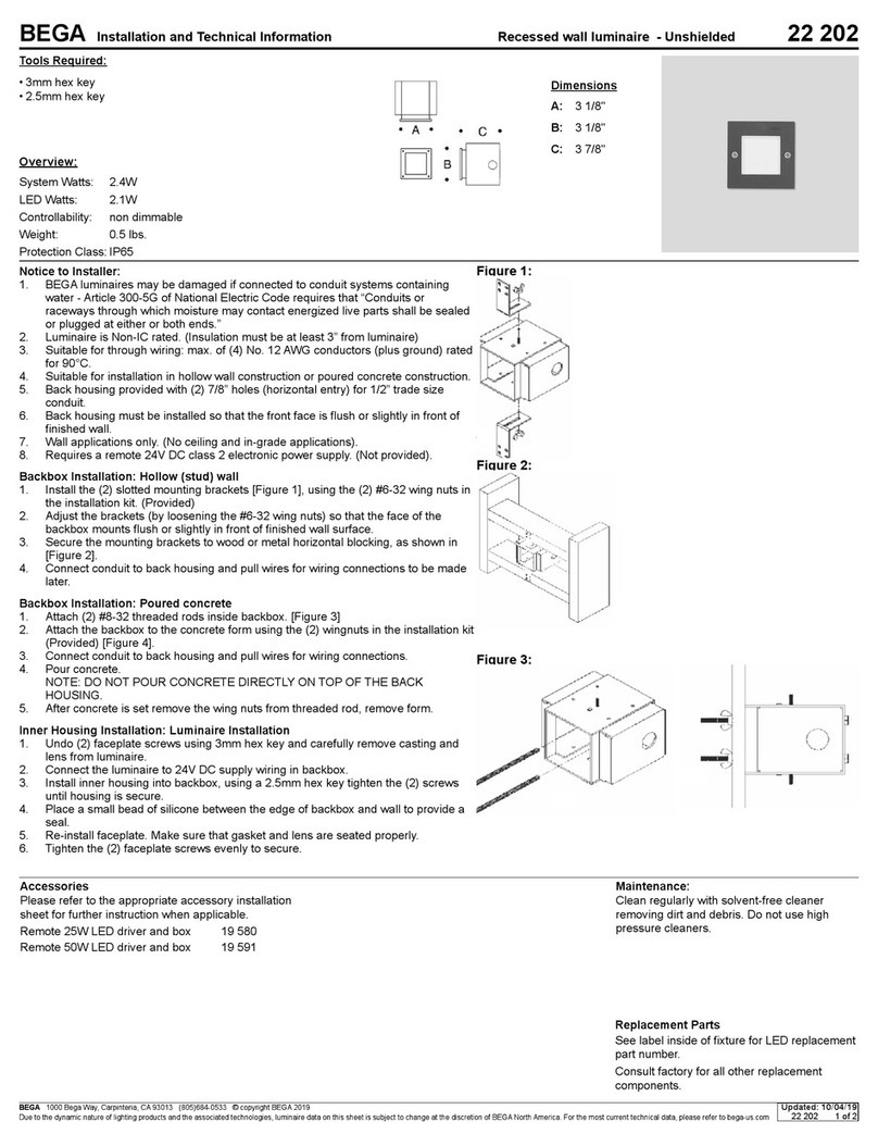 BEGA 22 202 Installation and technical information