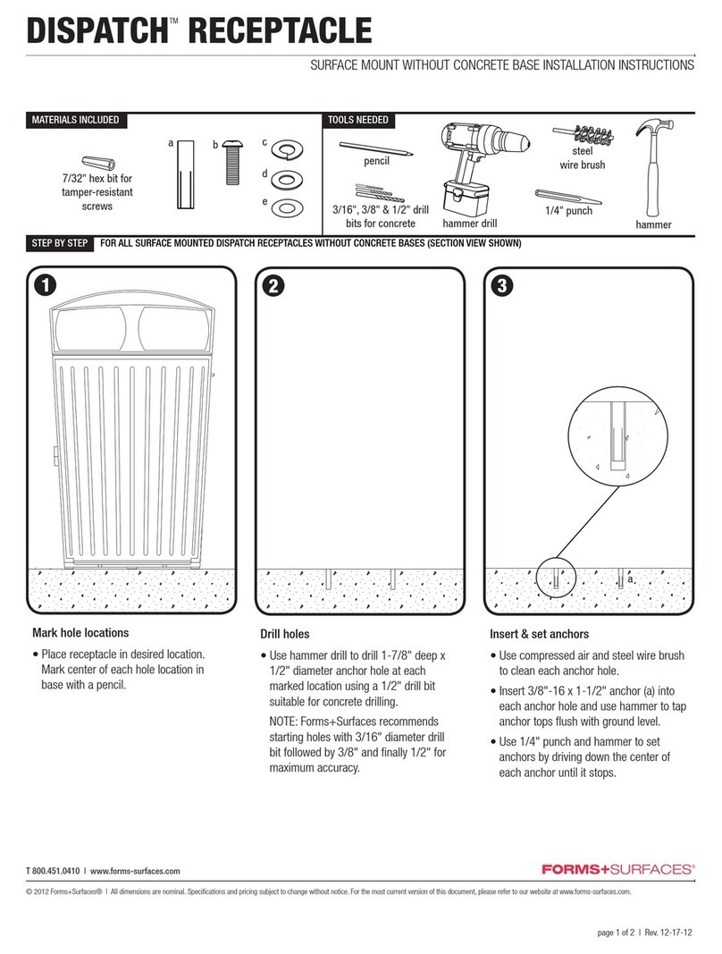 Forms + Surfaces DISPATCH RECEPTACLE installation instructions Forms + Surfaces DISPATCH RECEPTACLE installation instructions