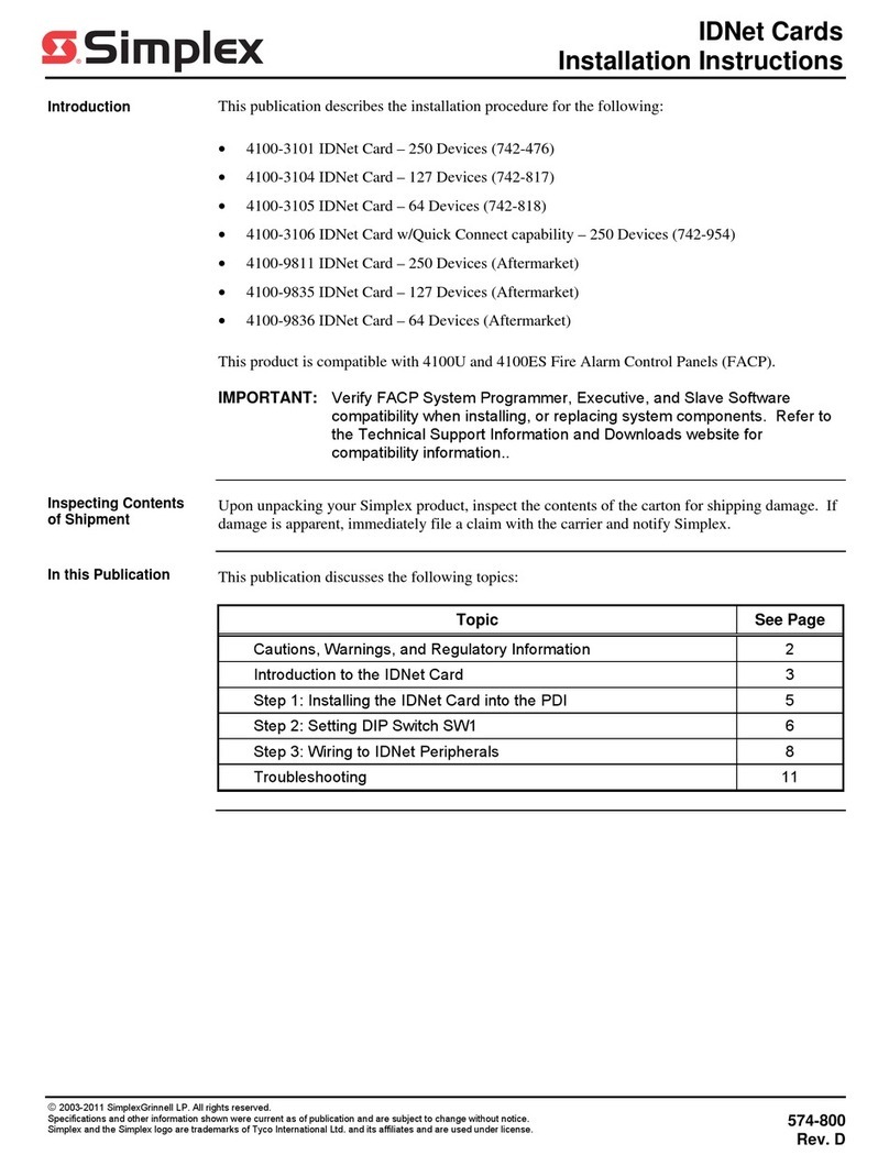 Simplex 4100-3101 installation instructions