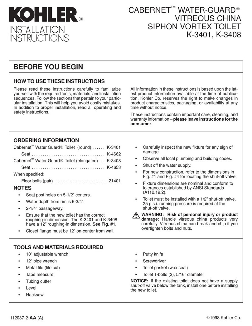 Kohler CABERNET WATER-GUARD K-3401 User manual
