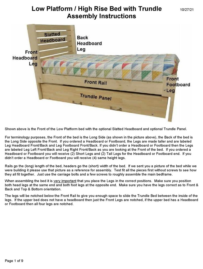 College Bed Lofts Low Platform / High Rise Bed with Trundle Assembly instructions