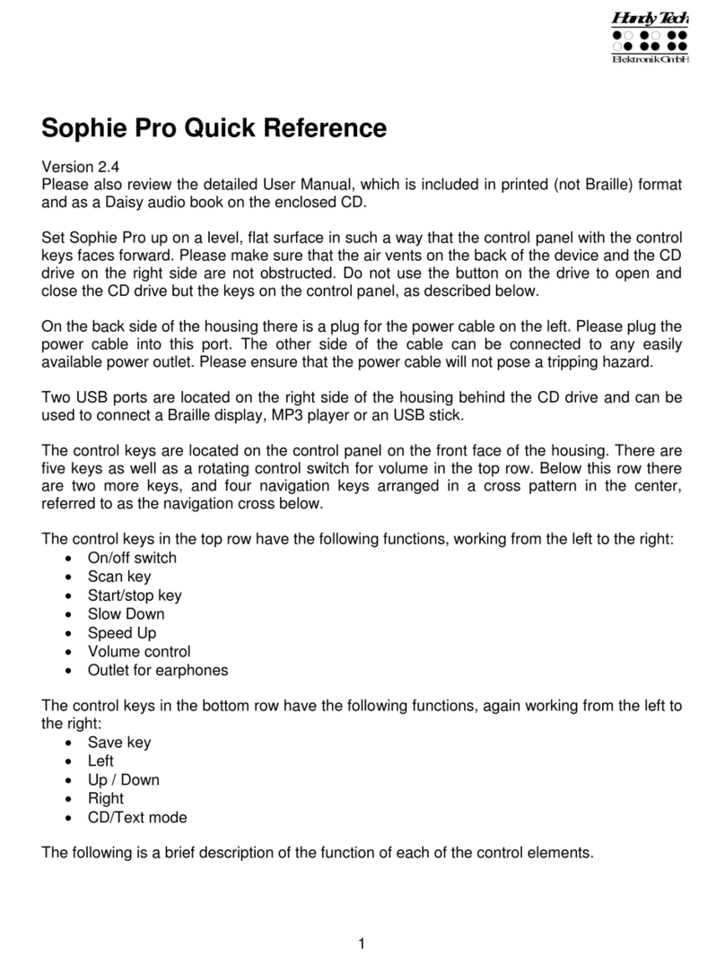 HandyTech Sophie Pro quick reference