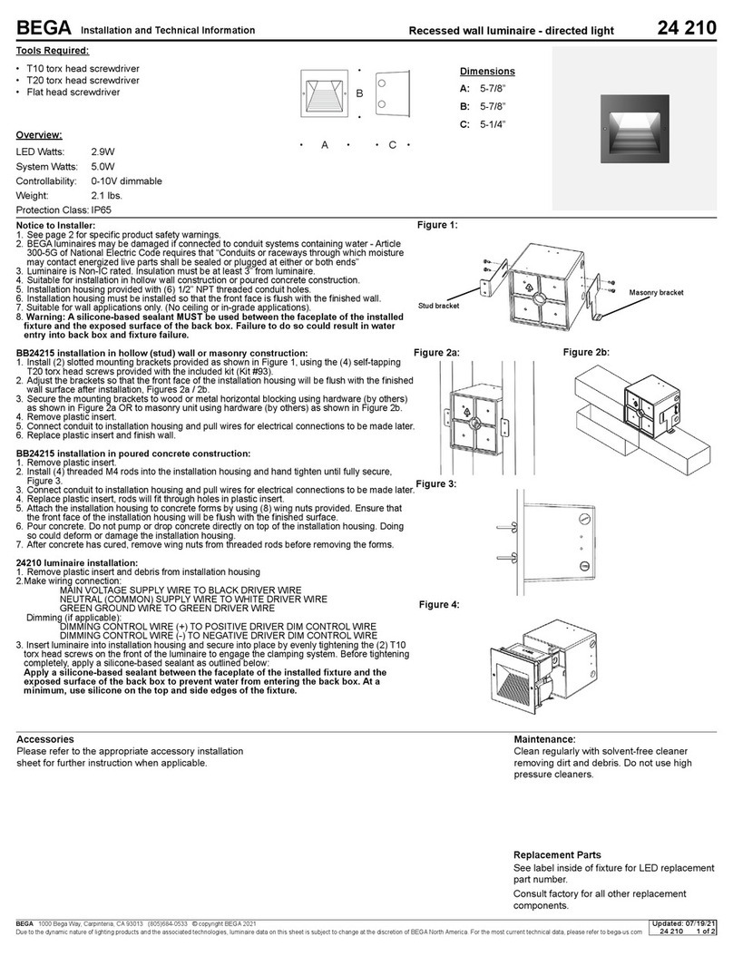 BEGA 24 210 Installation and technical information