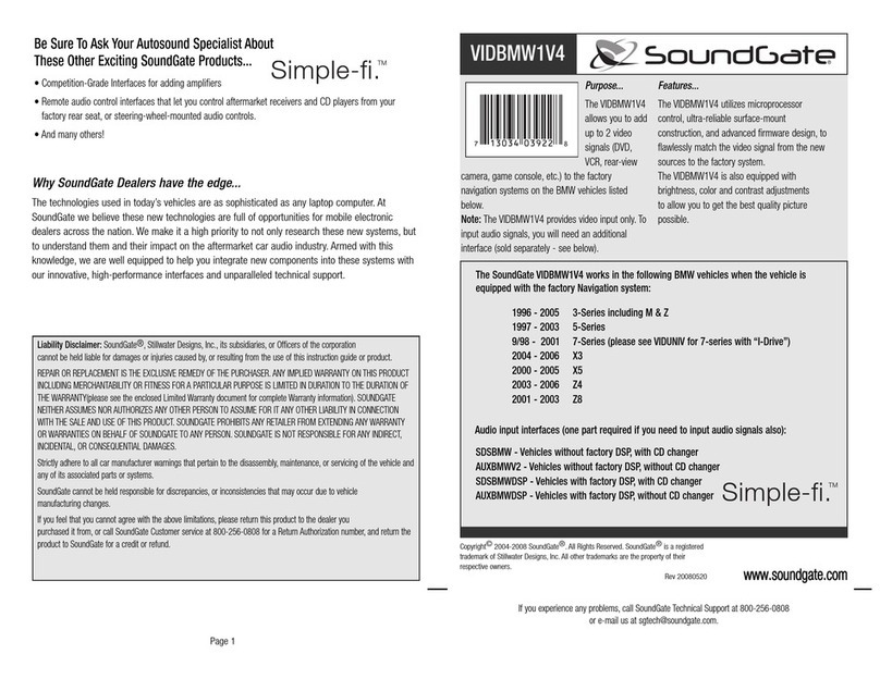SoundGate Simple-fi VIDBMW1V4 quick guide