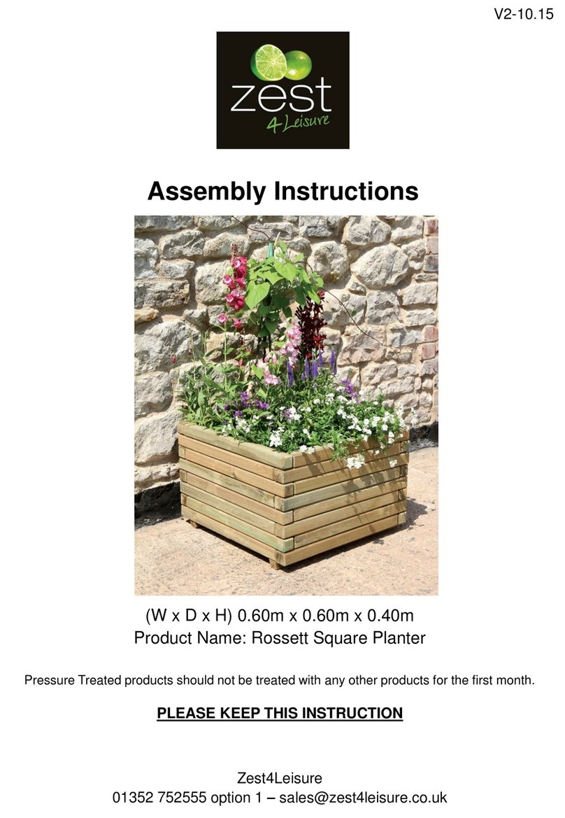 Zest 4 Leisure Rossett Square Planter User manual Zest 4 Leisure Rossett Square Planter User manual