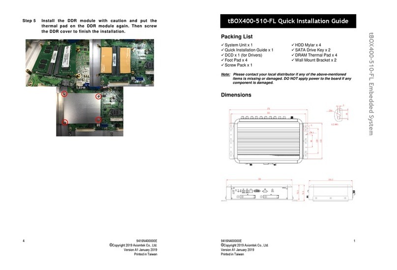AXIOMTEK tBOX400-510-FL Series Quick installation guide AXIOMTEK tBOX400-510-FL Series Quick installation guide