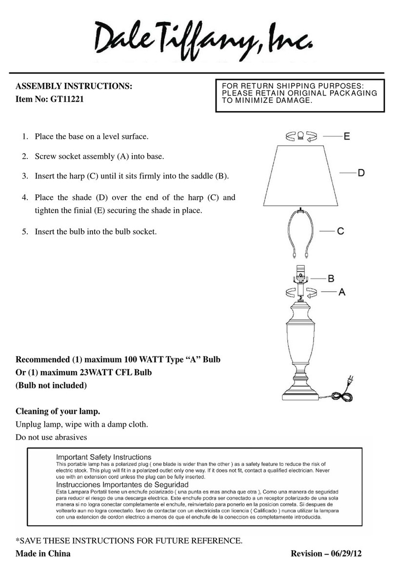 Dale Tiffany GT11221 Assembly instructions Dale Tiffany GT11221 Assembly instructions