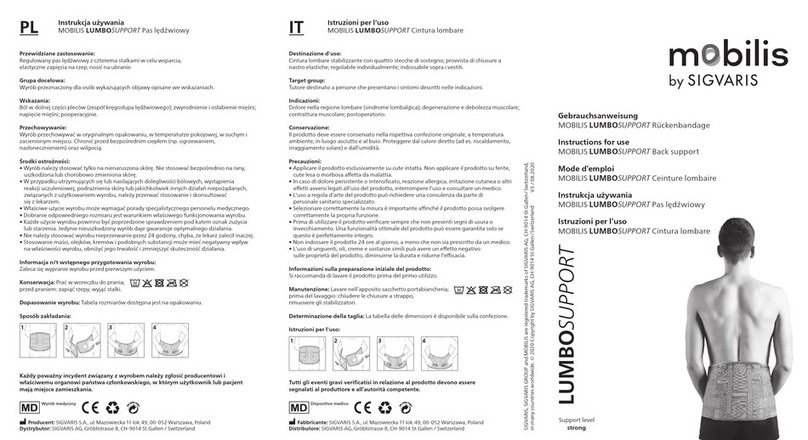 SIGVARIS Mobilis LumboSupport User manual SIGVARIS Mobilis LumboSupport User manual