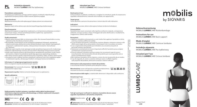 SIGVARIS Mobilis LumboCare User manual SIGVARIS Mobilis LumboCare User manual