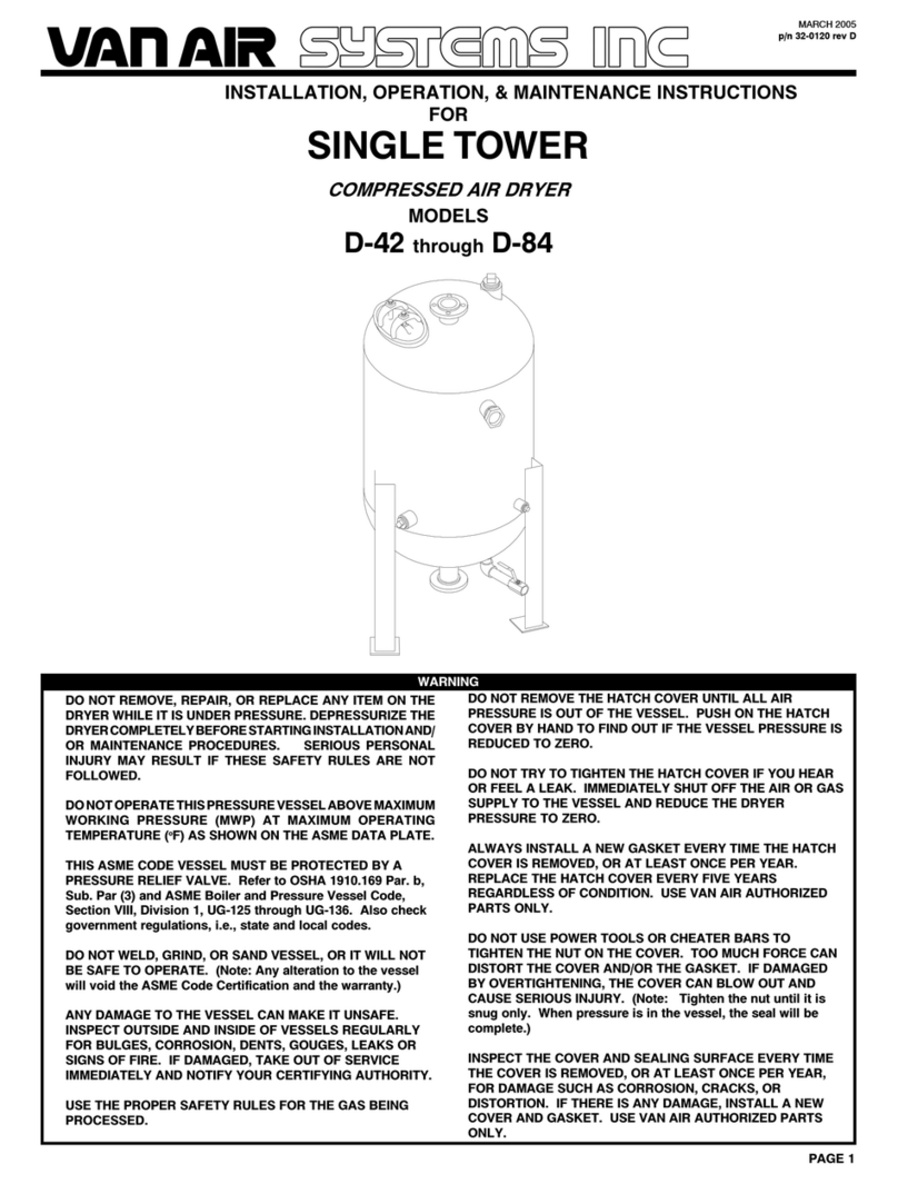 Van Air Systems D-42 Installation, operation & maintenance instructions