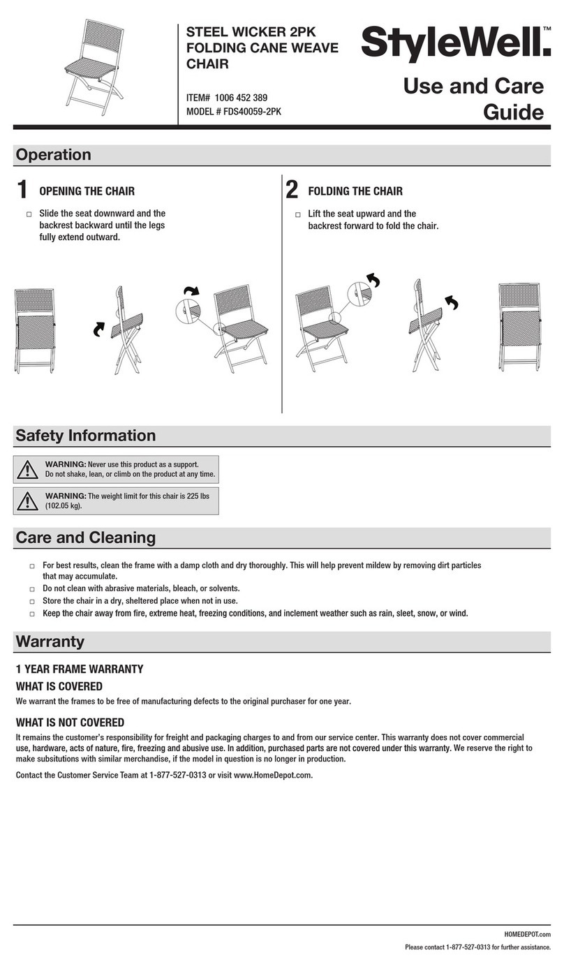 StyleWell FDS40059-2PK Use and care guide