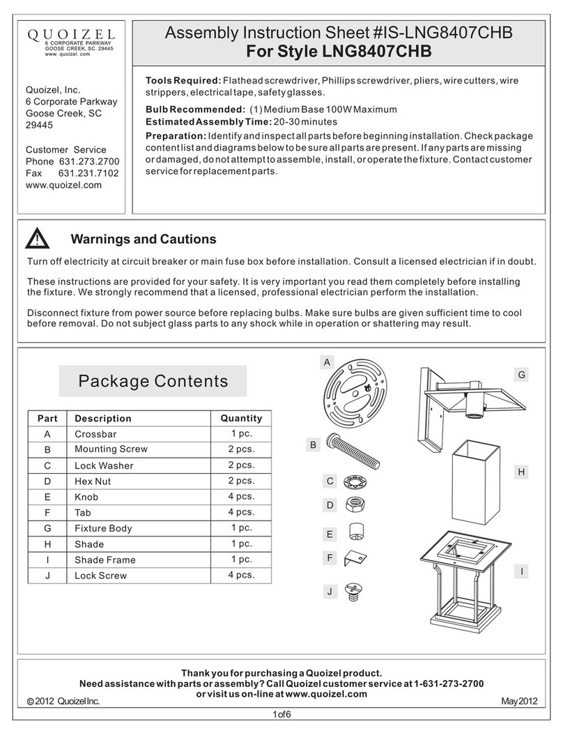Quoizel LNG8407CHB Assembly instruction sheet