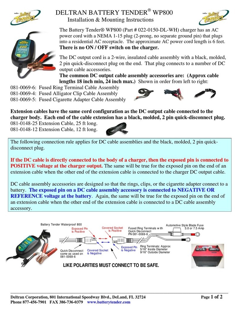 Deltran Battery Tender WP800 Installation & Mounting Instructions Deltran Battery Tender WP800 Installation & Mounting Instructions