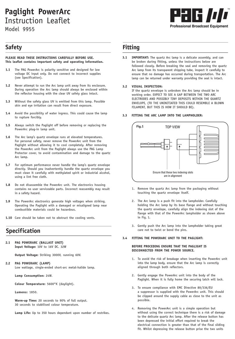 PAG Paglight PowerArc Instruction leaflet