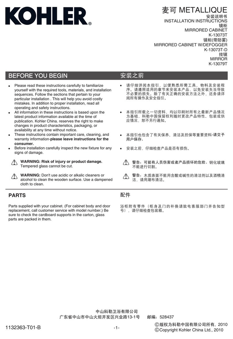 Kohler K-13073T User manual Kohler K-13073T User manual