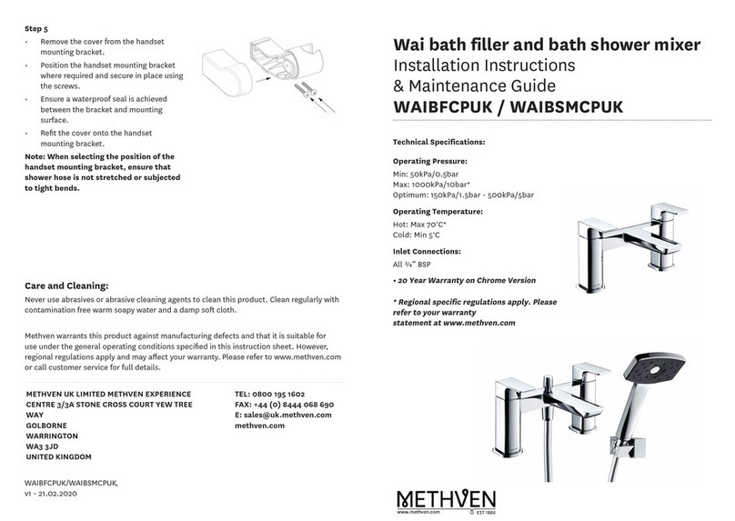 METHVEN Wai INSTALLATION INSTRUCTIONS & MAINTENANCE GUIDE METHVEN Wai INSTALLATION INSTRUCTIONS & MAINTENANCE GUIDE