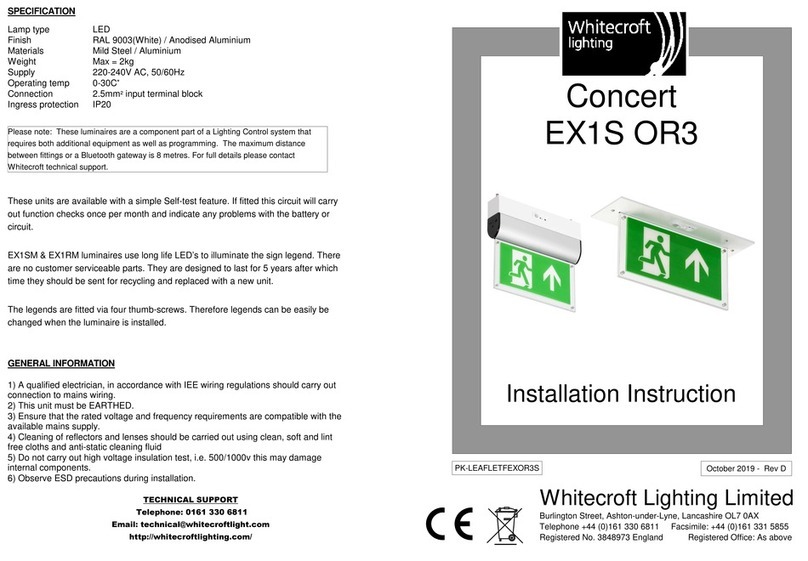 WHITECROFT LIGHTING Concert EX1S OR3 User manual